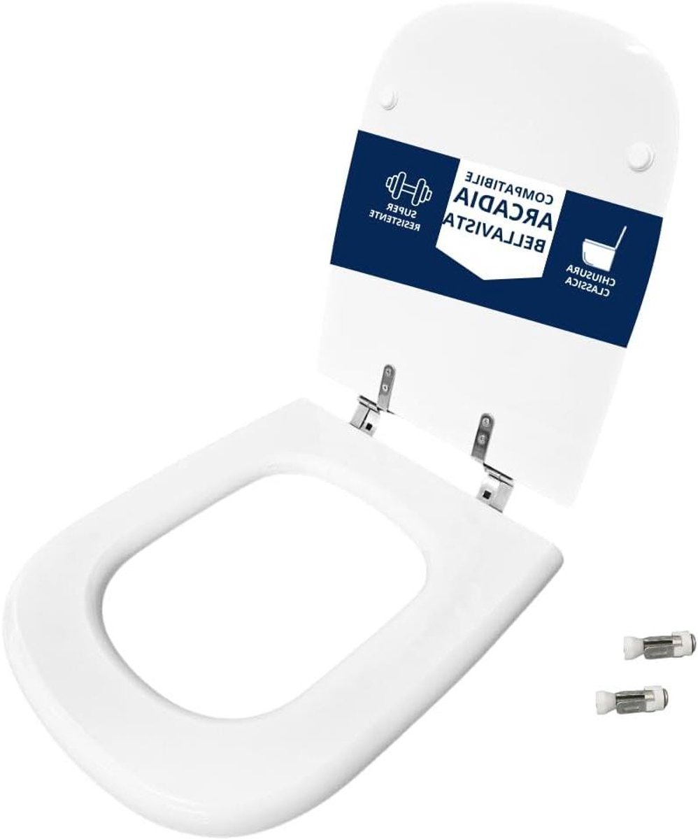 Toiletbril - WC-bril - Badkamer Vervanging - Schuine Scharnieren - 43 x 36 cm - Wit