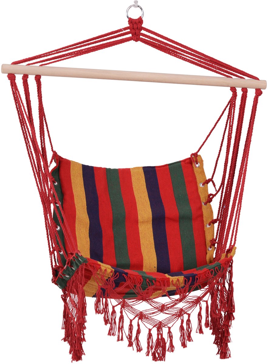 ECTEATOY® Hangstoel voor Binnen en Buiten - Hangmat Stoel van Katoen/Polyester - Tot 100 kg - Voor Tuin, Balkon & Woonkamer - 100x60x100 cm