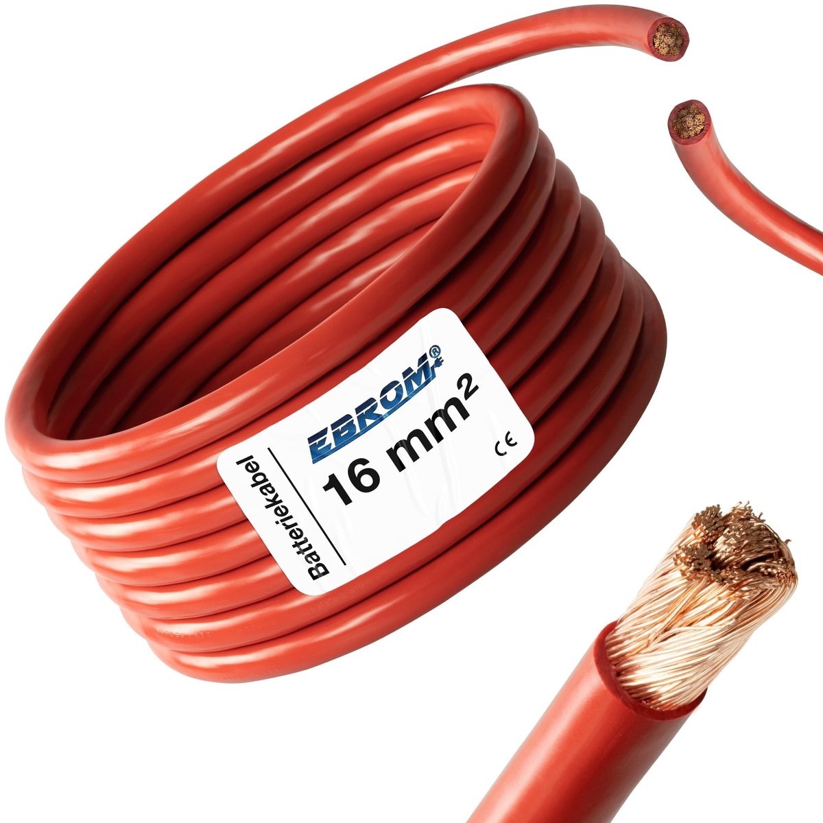 Omgoods - 2 m batterijkabel Rood H07V-K 16 mm² - 99.9% koper