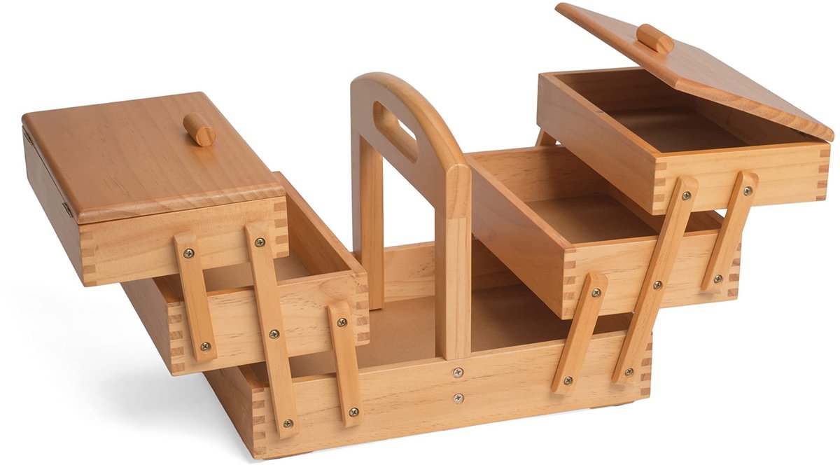 Omgoods - Houten Opbergtas voor Hobby - 3 Laags Naaikist
