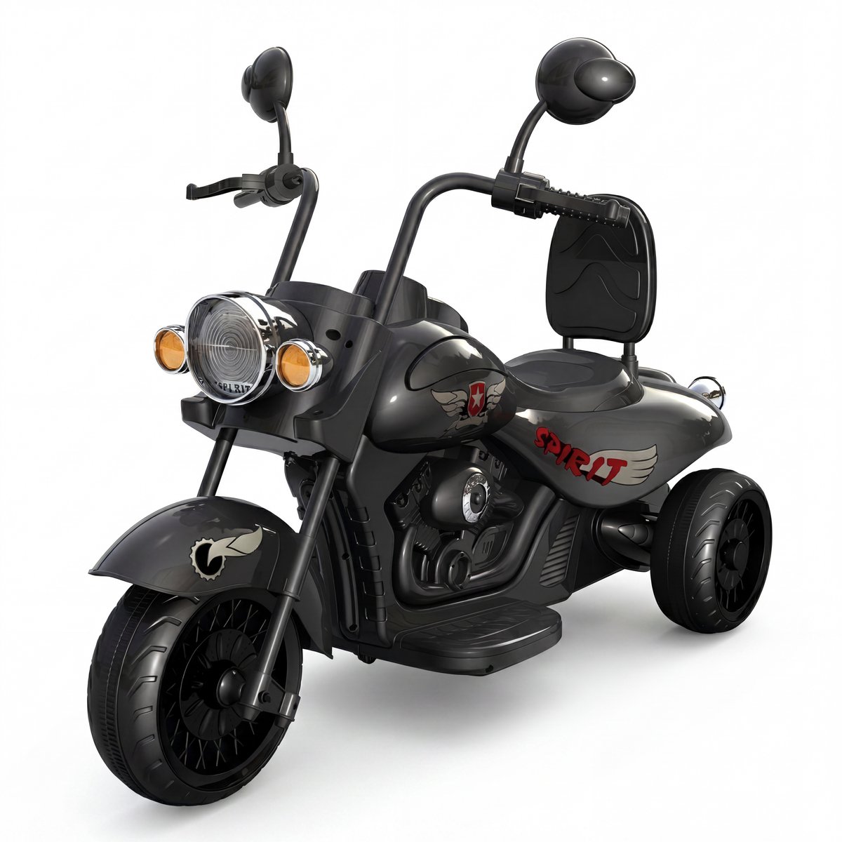 Danky Kindermotor - 12V 4,5Ah - 2x35W motor - LED-verlichting - Muziek & claxon - Vanaf 3 jaar - Zwart