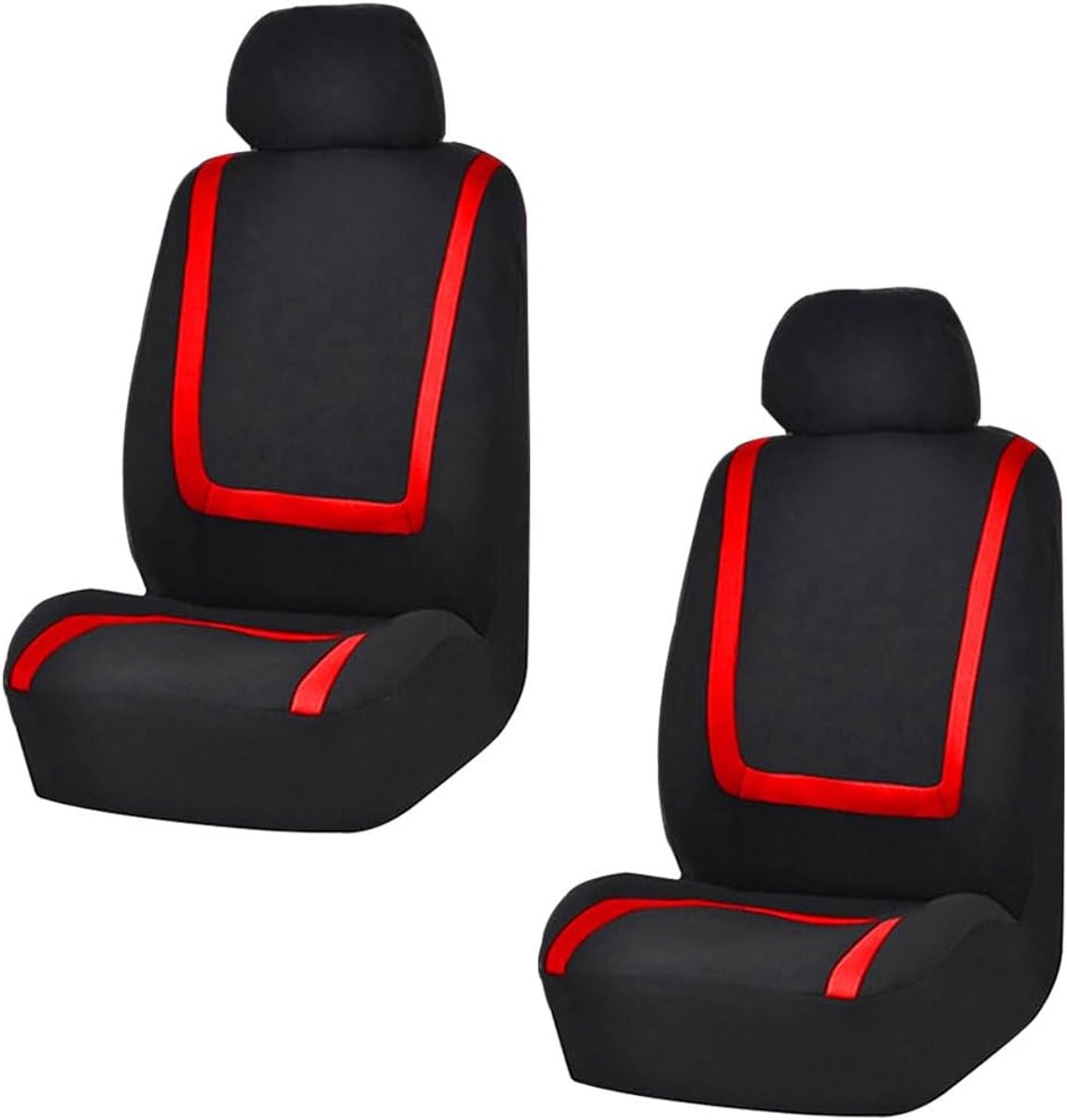 Auto Stoelhoezen - 2 Stuks - Ademende Stoelbeschermers - Antislip Bestuurdersstoelhoezen - Universele Pasvorm voor Personenauto, SUV en Pick-up - Airbagcompatibe - Comfortabel Zitvlak- Rood en Zwart