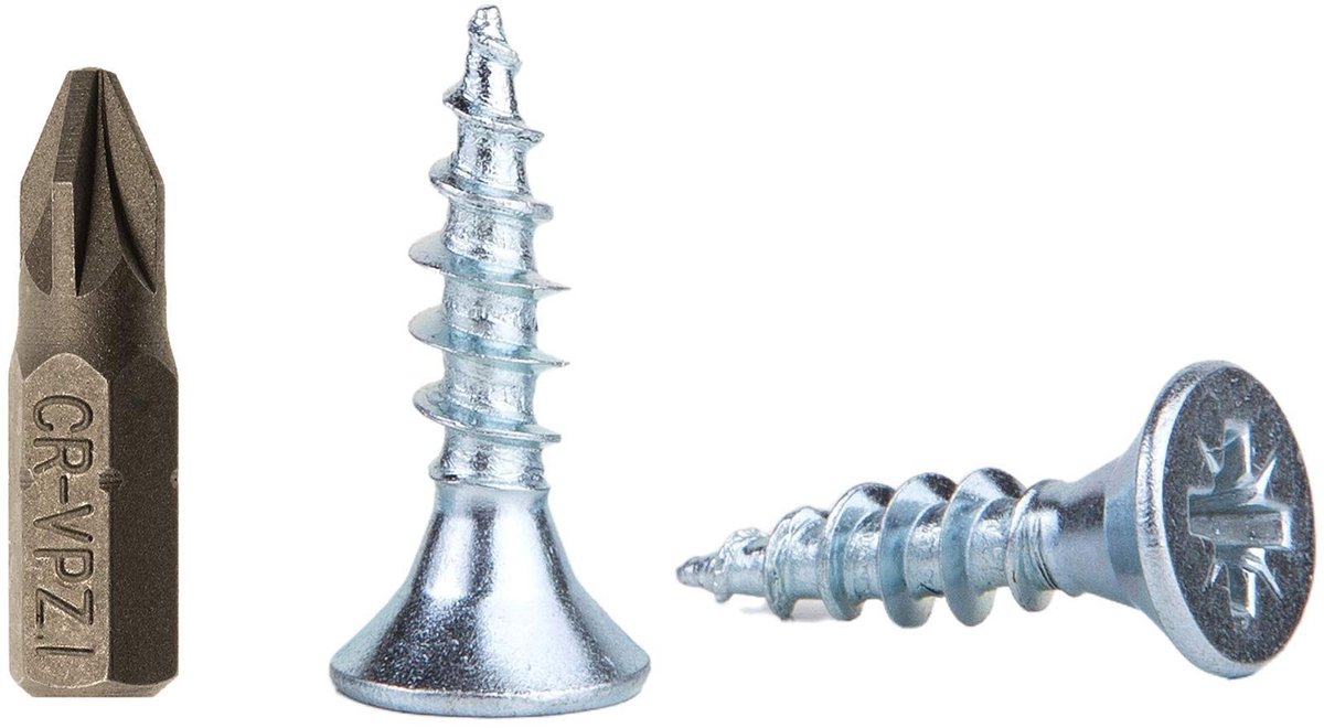 Omgoods - Verpakking van 1000 Gegalvaniseerde Stalen Houtschroeven 2.5 x 10 mm - Pozi Drive Hoofd Schroeven voor Diverse Toepassingen