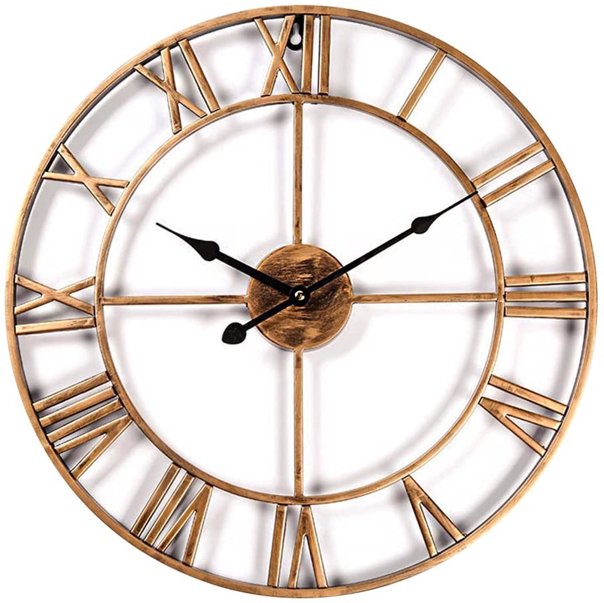 Omgoods - Vintage Stille Wandklok - 40 cm - Bronzen Metalen Skeleton Klok