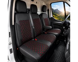 Stoelhoezen Opel Vivaro A - Set 2+1 - Rode stiknaden - AIM