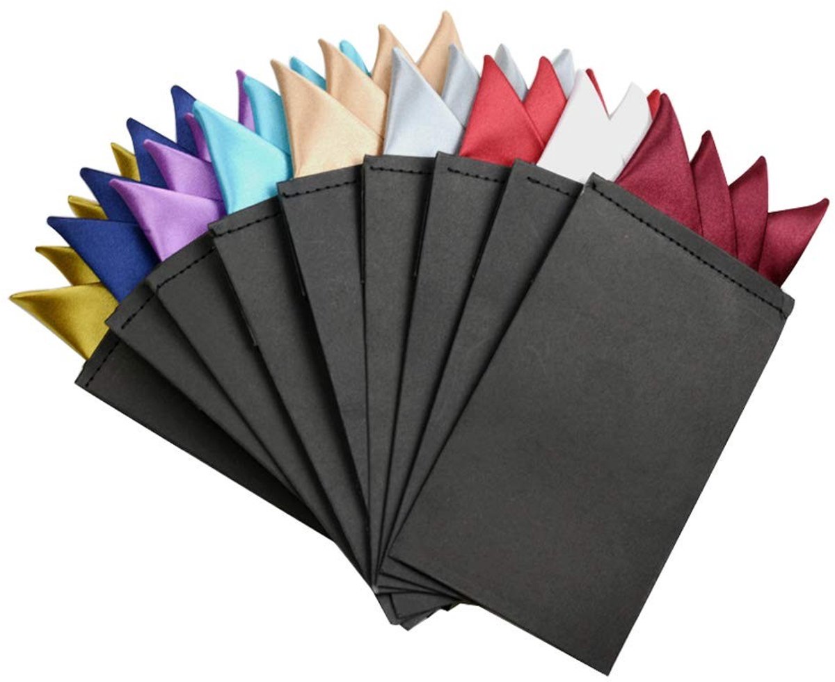Omgoods - 9 Stuks Prefolded Pocket Squares - Elegante Polyester Zakdoeken voor Mannen