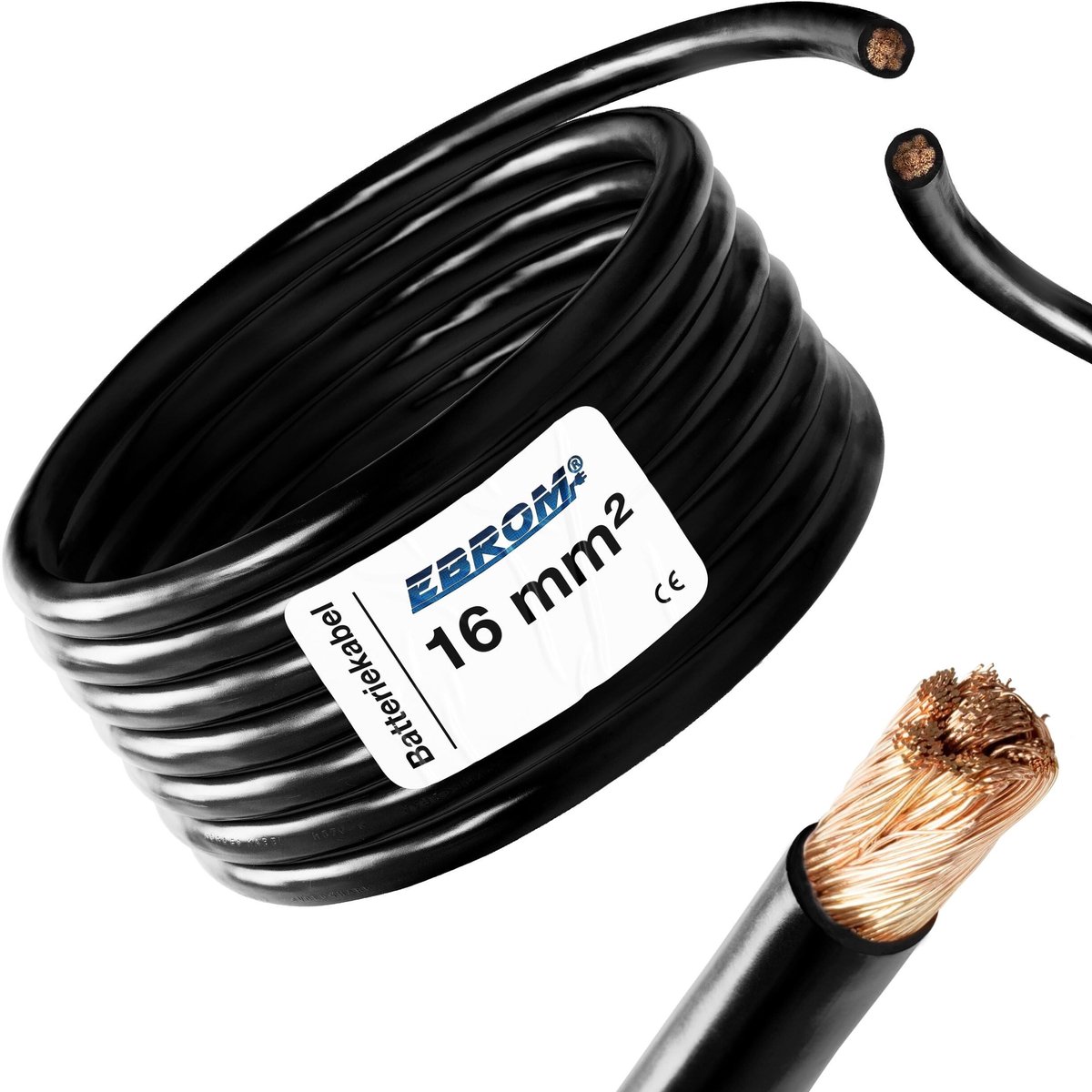 Omgoods - 3 m batterijkabel Zwart H07V-K 16 mm² - 99.9% koper