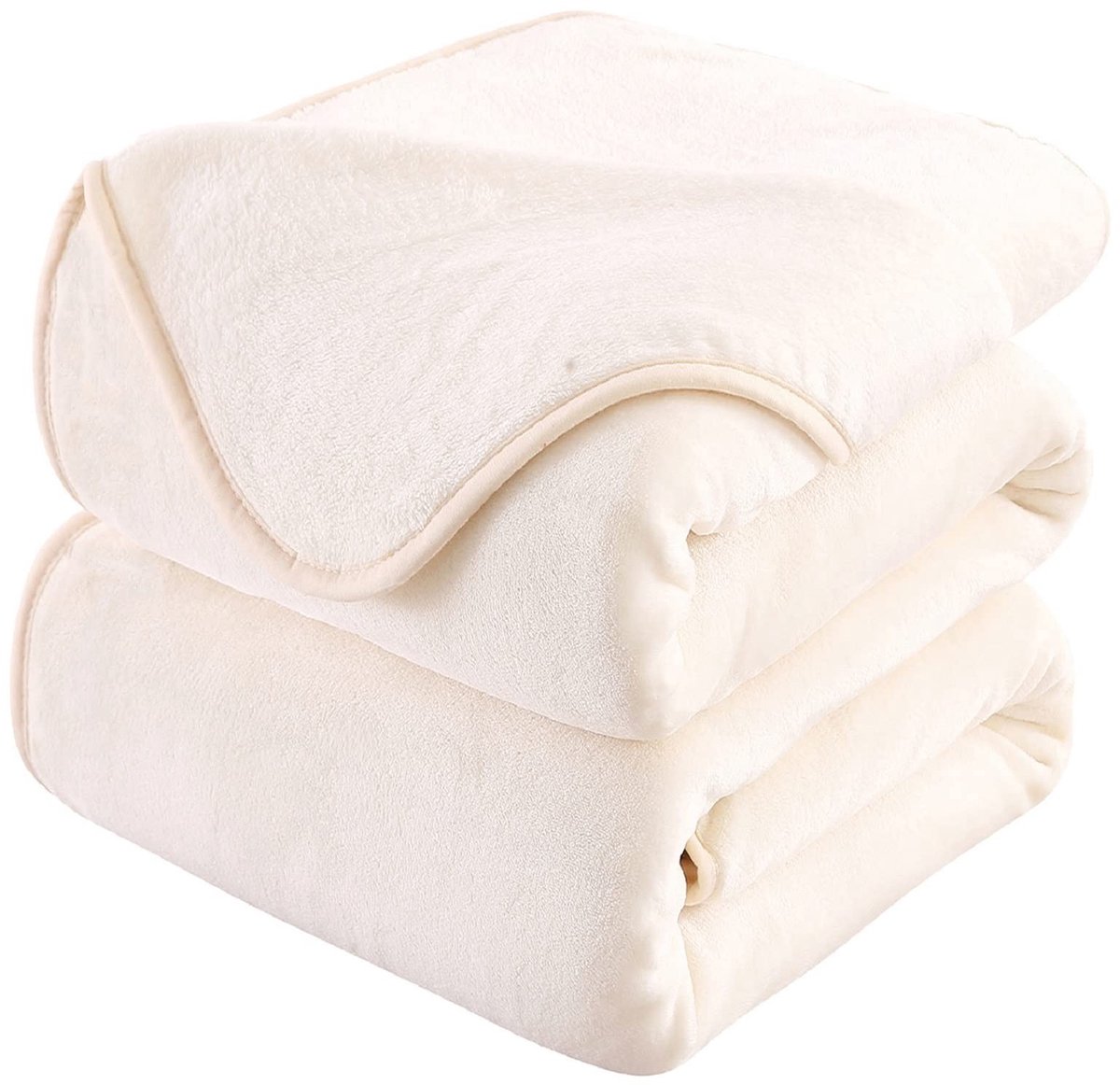 Omgoods - Plaid Thick Fleece Blanket 230x270cm - Ivoor Dubbelzijdige Dekbeddeken