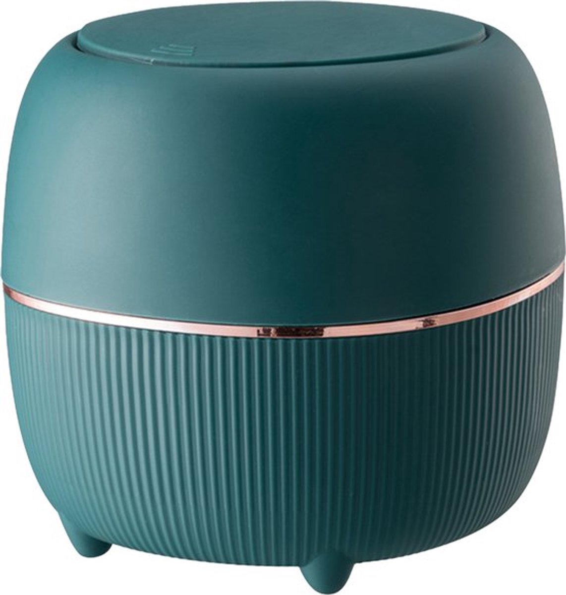 Design mini afvalbakje met sluitdeksel in groen-wit, compacte tafelvuilbakje voor bureau, aanrecht, badkamer en toiletruimte