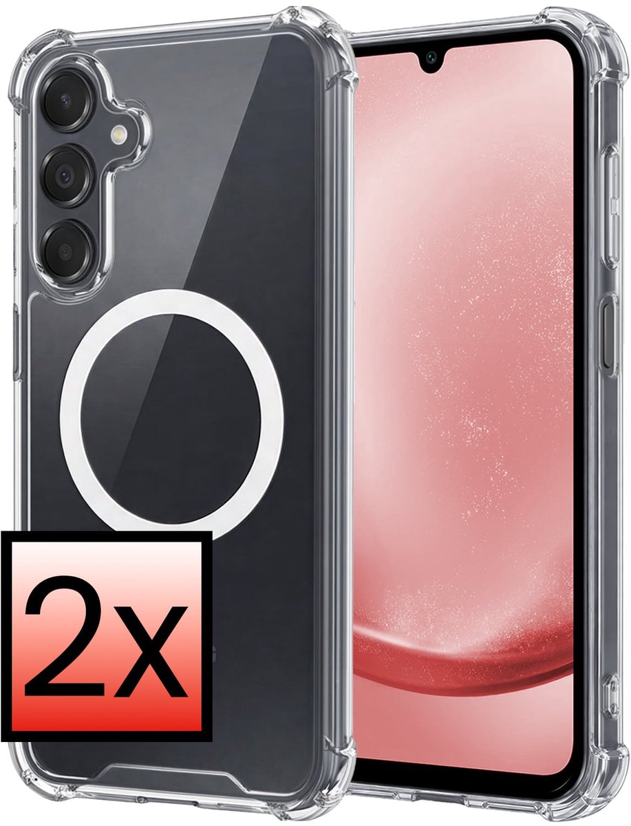 Hoesje - 2 Stuks - Geschikt voor Samsung Galaxy A25 - Magsafe Compatible - Sterk & Shockproof - Back Cover - Shock Proof Case - Telefoon Hoes - Transparant