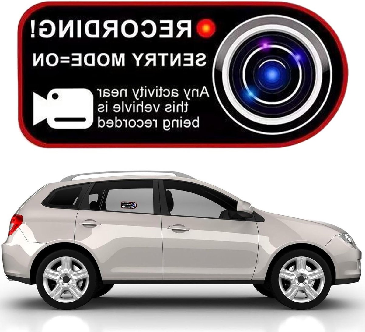 Opname Camera Sticker - Waarschuwingssticker Auto - Voertuig Beveiligen - Zon- en Waterbestendig - Niet Gespecificeerd - Zwart Wit