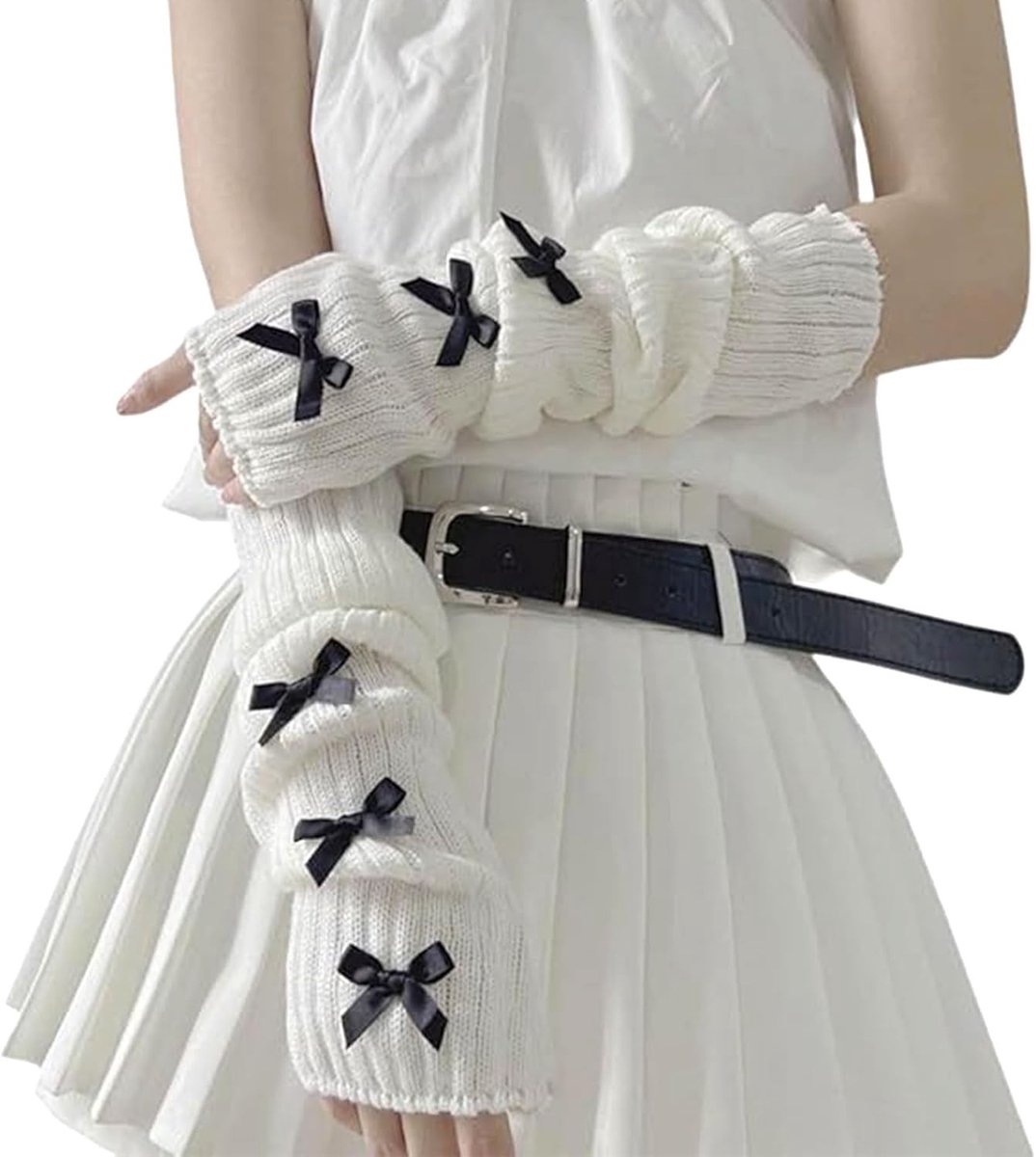 Kawaii Half Finger Arm Warmers voor Meisjes, Gyaru Harajuku Accessoires, Gebreide Lange Mouwen en Comfortabele Armwarmers