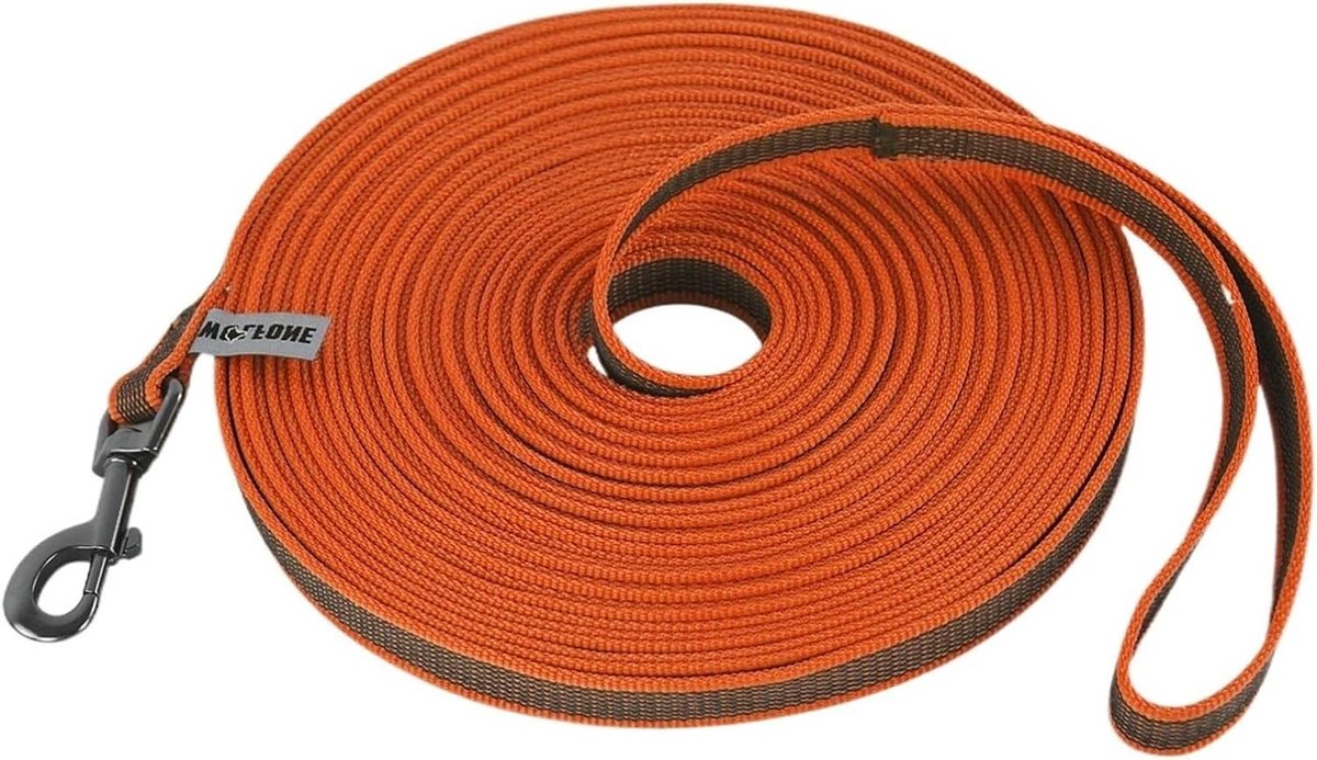 Dubbele Kleur Hondenriem - Trainingsriem Wandelriem - Hondentraining Wandelen - Veelzijdige Lengtes - 15 Meter - Oranje