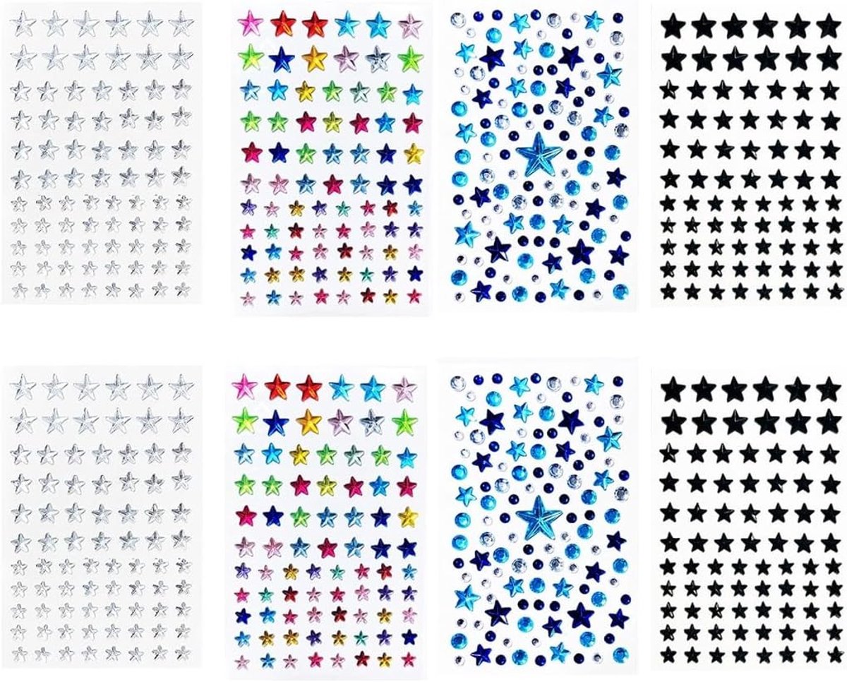Glinsterende zelfklevende stickers voor het gezicht, strassteentjes voor festivals, shows en make-up accessoires