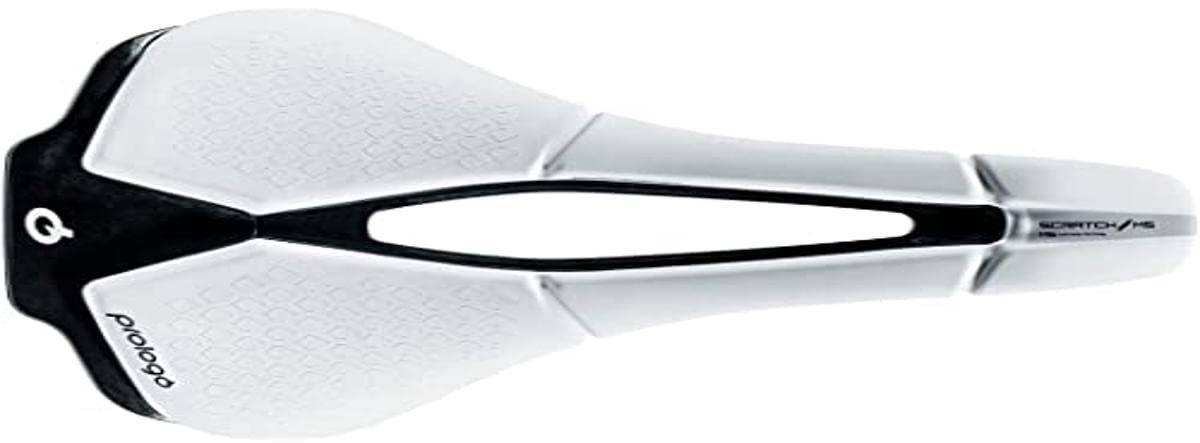 SnelShoppen - Prologo Scratch M5 Pas-Nack Fietszadel Unisex Voor Volwassenen - Ergonomisch T Shape Design - Wit Zwart - 250x140mm - Lichtgewicht 155g/