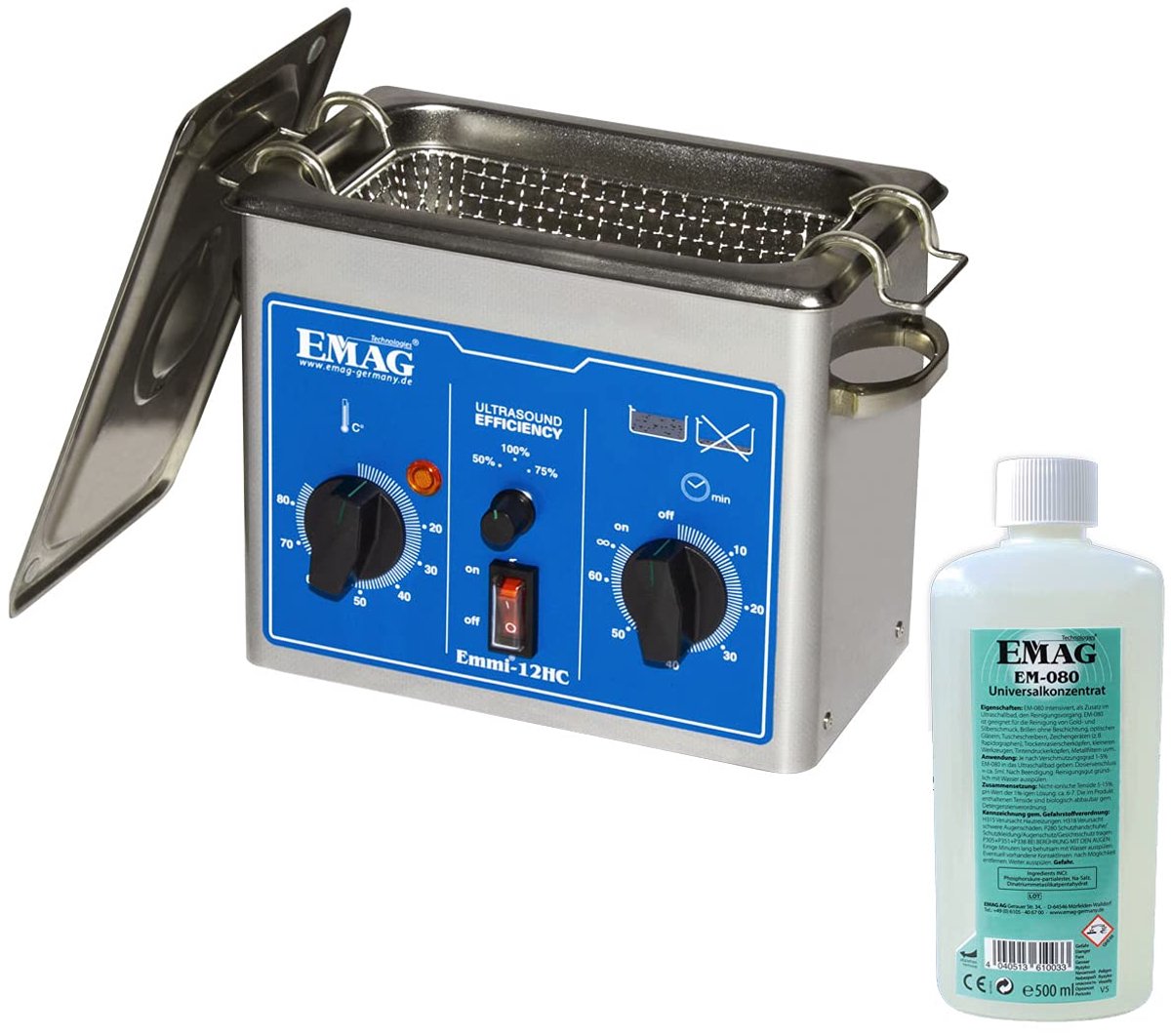 SnelShoppen - Ultrasoonreiniger 900 ml RVS incl. 100 ml Universele Reiniger - 45 kHz voor Brillen, Sieraden en Meer
