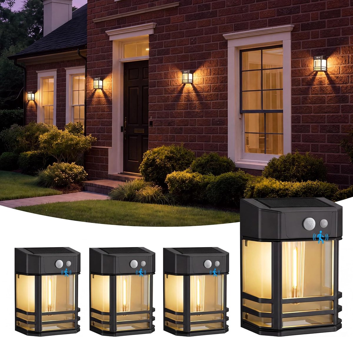 Solarlampen voor buiten met bewegingsmelder - 3 modi - IP65 waterdicht - ideale verlichting voor tuin en veranda - ShopVlot