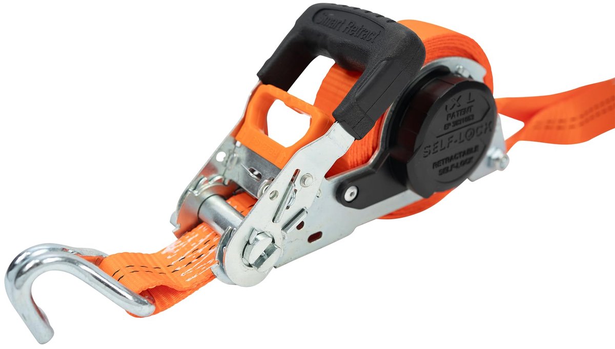 SnelShoppen - Automatische spanband DoMatik 35 met ratel en profielhaak, 5 meter lengte, ideaal voor camping, tuin, vervoer en bevestigen van goederen