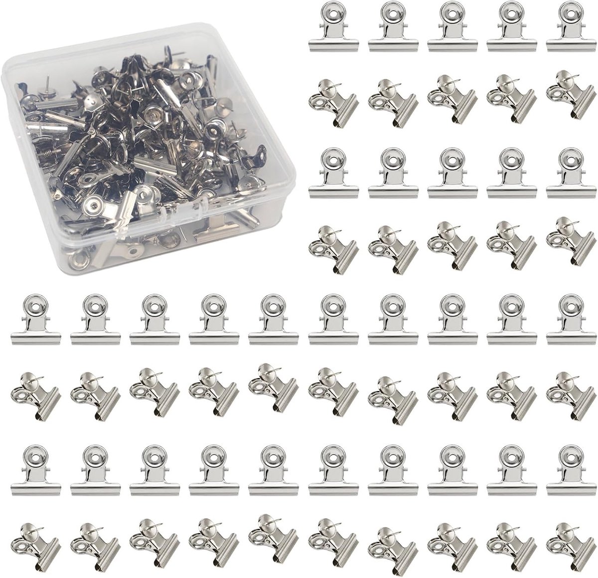 60 stuks punaises met clip en tang voor prikbord, ideaal voor kantoor en thuis, accessoires voor foto's en posters