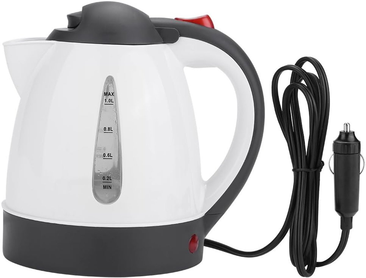 SnelShoppen - Draagbare Elektrische Waterkoker voor Auto, 1000ml, 24V, Camping, Reis, Hoge Temperatuur Bestendig, RVS Verwarmingsplaat