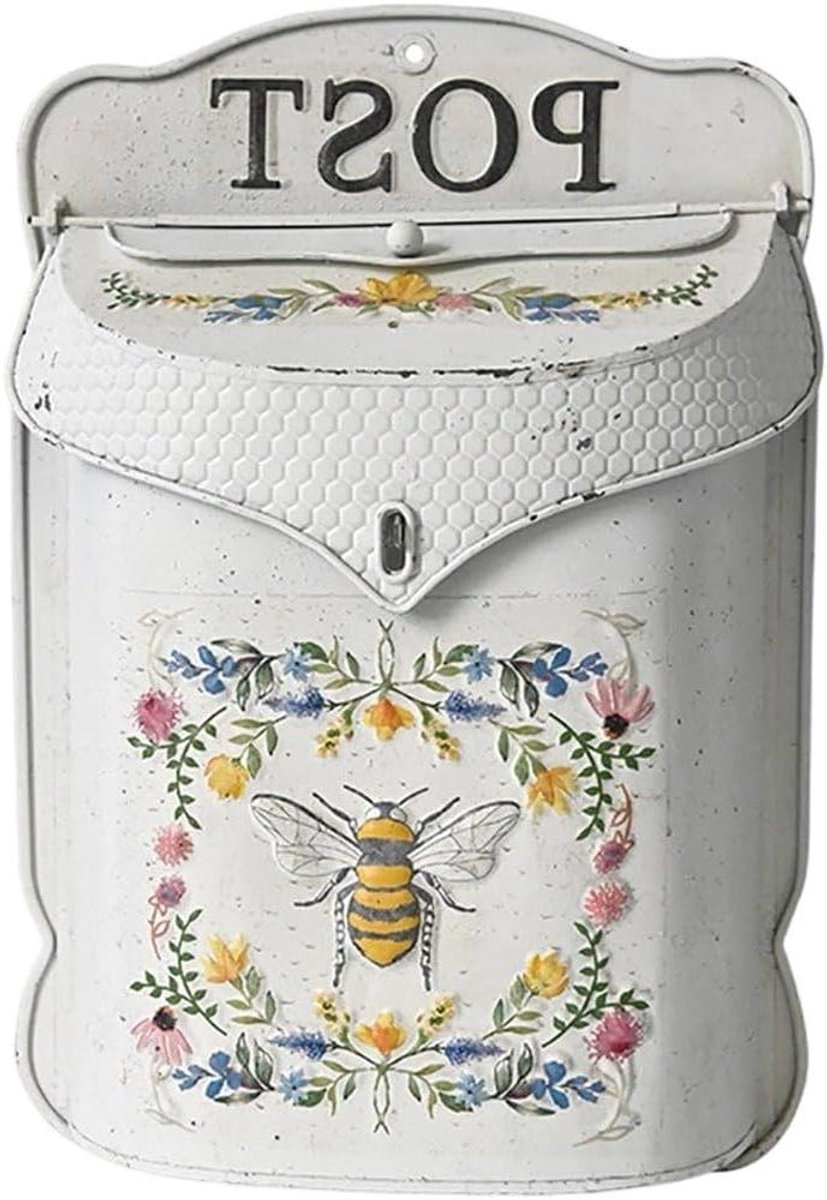 Metalen Brievenbus - Wandbrievenbus Buiten - Post Ontvangen - Vintage Stijl Design - 27 x 8 x 39 cm - Bijenpatroon
