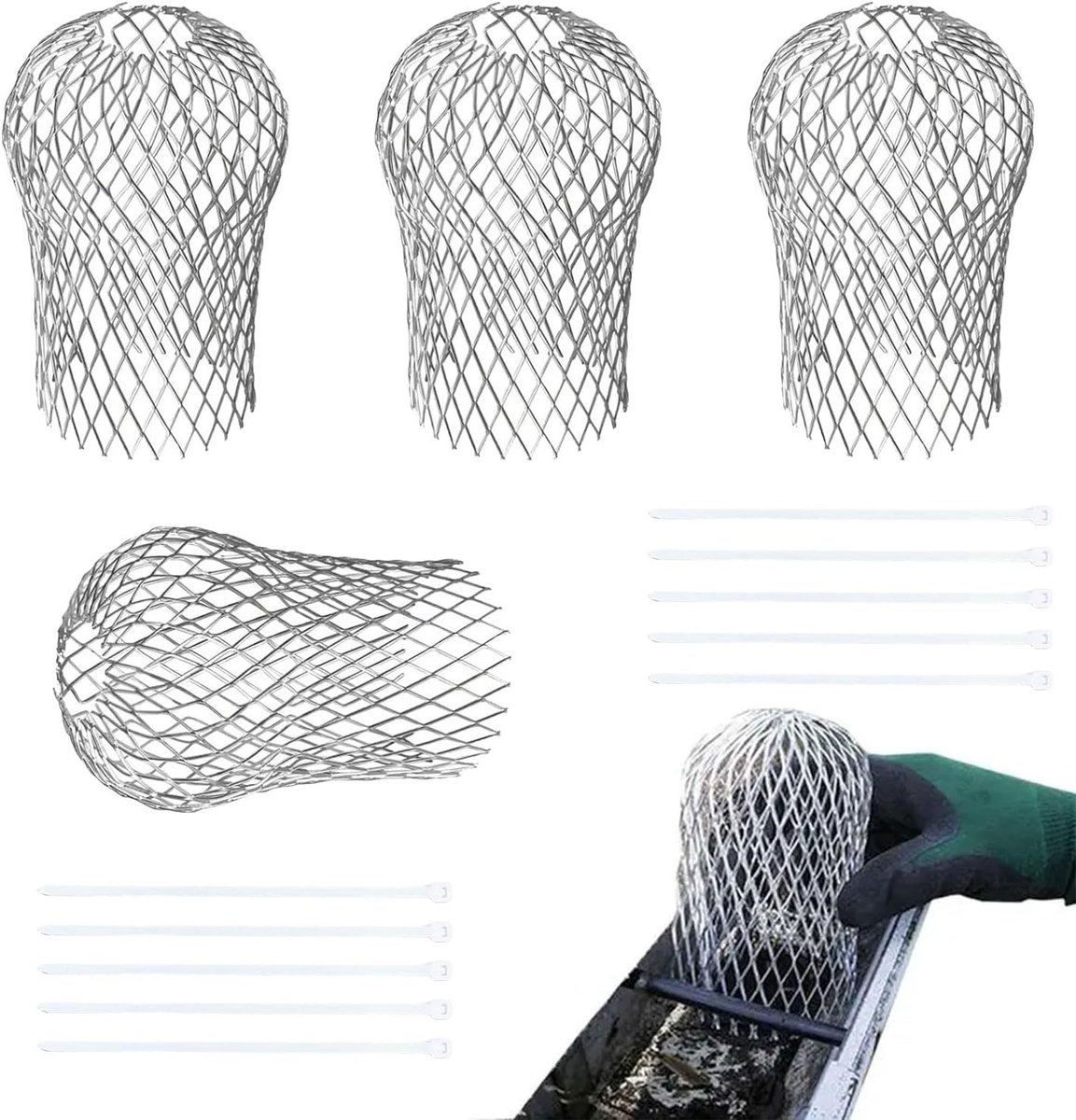 Dakgoot Bescherming - Anti Bladeren Roosters - Dakgoten Schoonhouden - Roestvrij Aluminium - 4 Stuks - Zilver