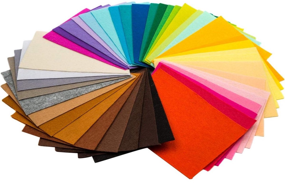 GELLDG Viltset - 40 stuks - Knutselvilt - Geschikt voor doe-het-zelfkunst, handwerken, scrapbooking en diverse knutselprojecten - Veelkleurig, rechthoekig - Op maat gesneden - 30 cm x 20 cm