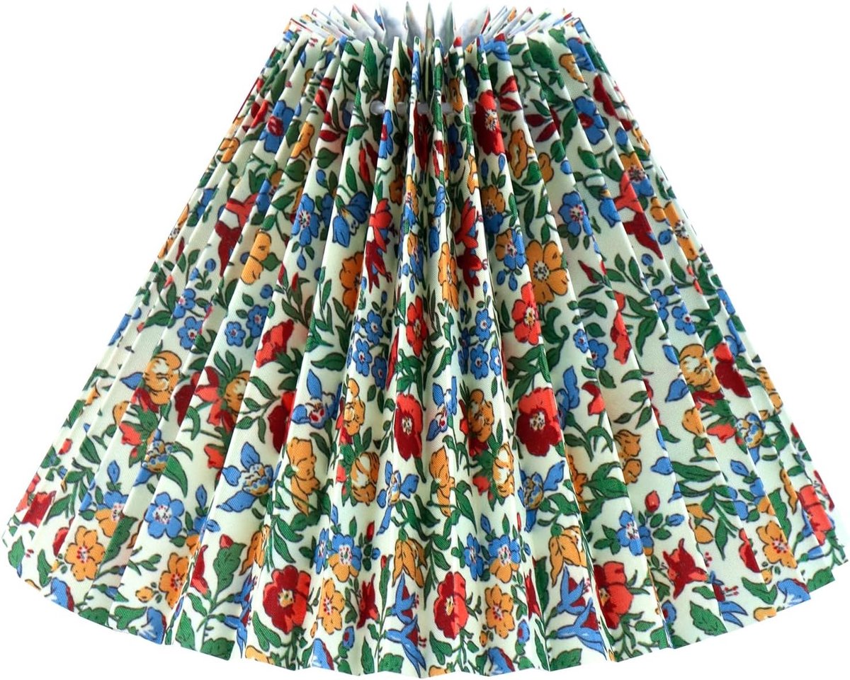Elegante geplooide lampenkap met bloemenpatroon voor tafellampen - Geschikt voor E27 lampen, 8 x 24 x 16 cm, ideaal voor sfeervolle verlichting in huis