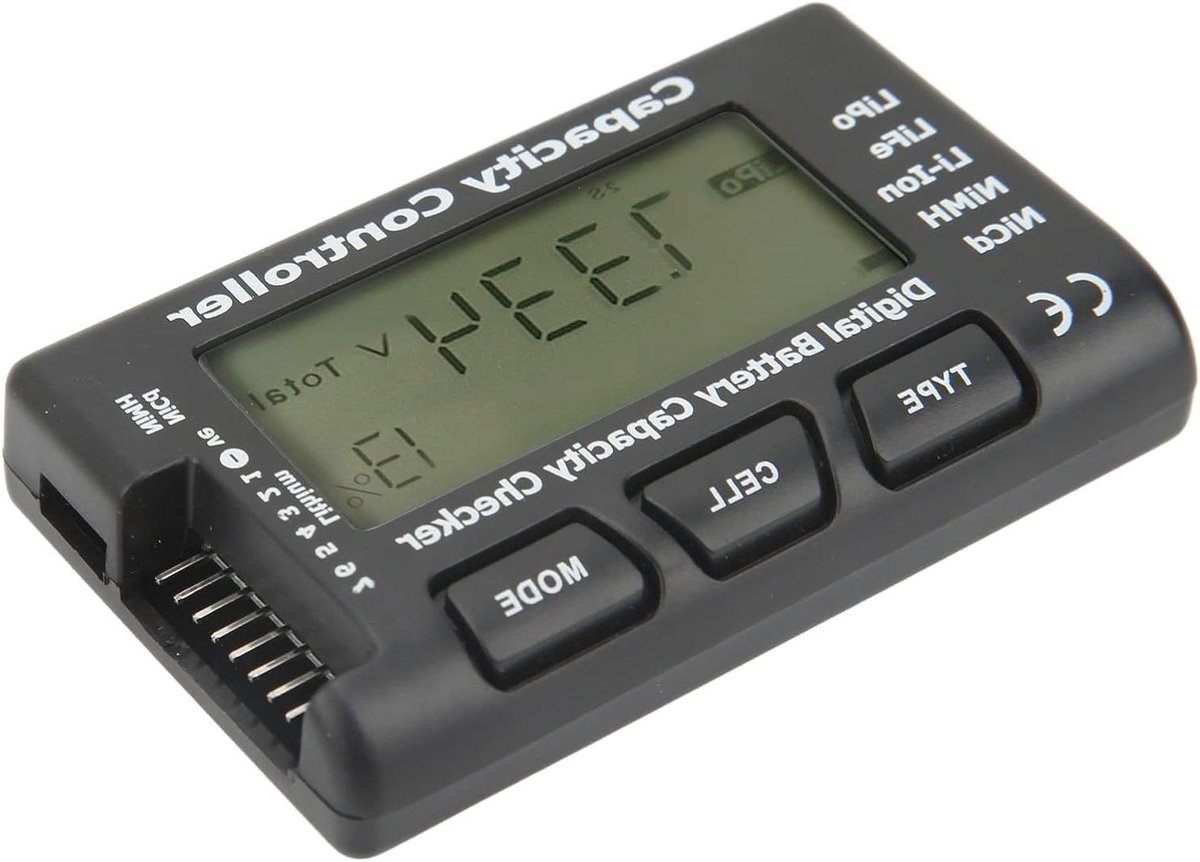Batterij Tester - Capaciteitsmeter - Accu Status Controleren - Digitaal Display - Compact Formaat - Zwart
