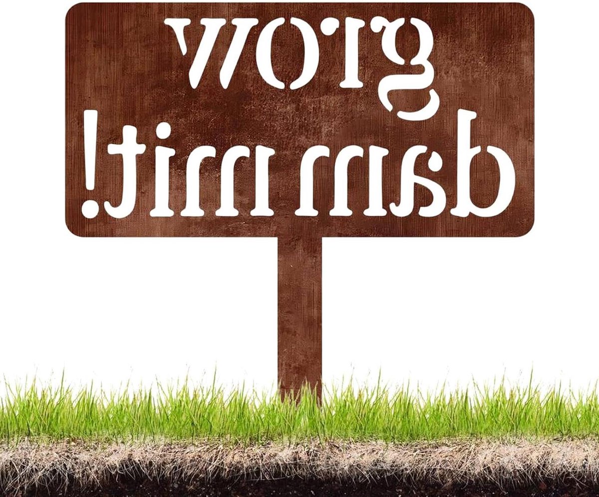 Grappige Tuinborden - Plantenstekers Humor - Tuin Decoratie - Verweerd Metaal - 30 x 30 cm - Uniek