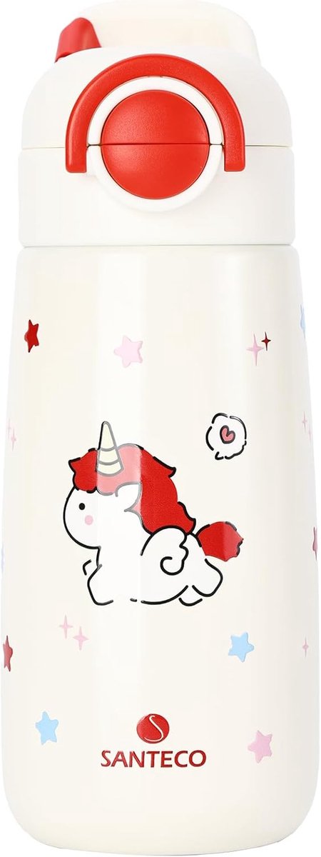 SnelShoppen - Kinderthermosfles 500 ml, Lekvrij, Met Rietje, Roestvrijstaal, Isolerend, BPA-vrij, Flessen voor Kinderen, School, Uitjes, Reizen, Rode