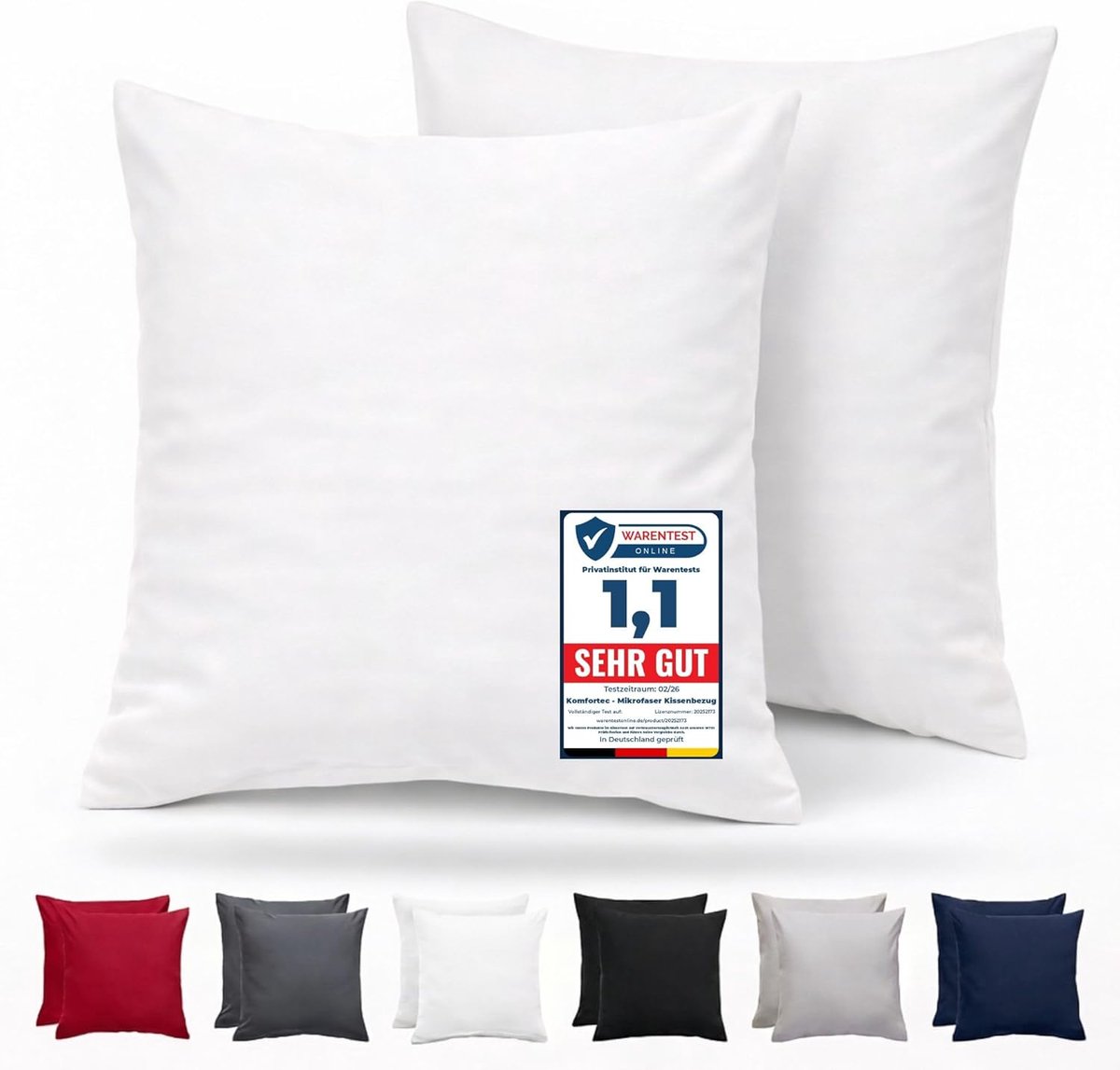 SnelShoppen - Set van 2 Premium Kussenhoezen 40x40 cm - Super Zacht Kussenhoes - 100% Geborsteld Microfiber 90g/m² - Wit - Ademend en Huidvriendelijk