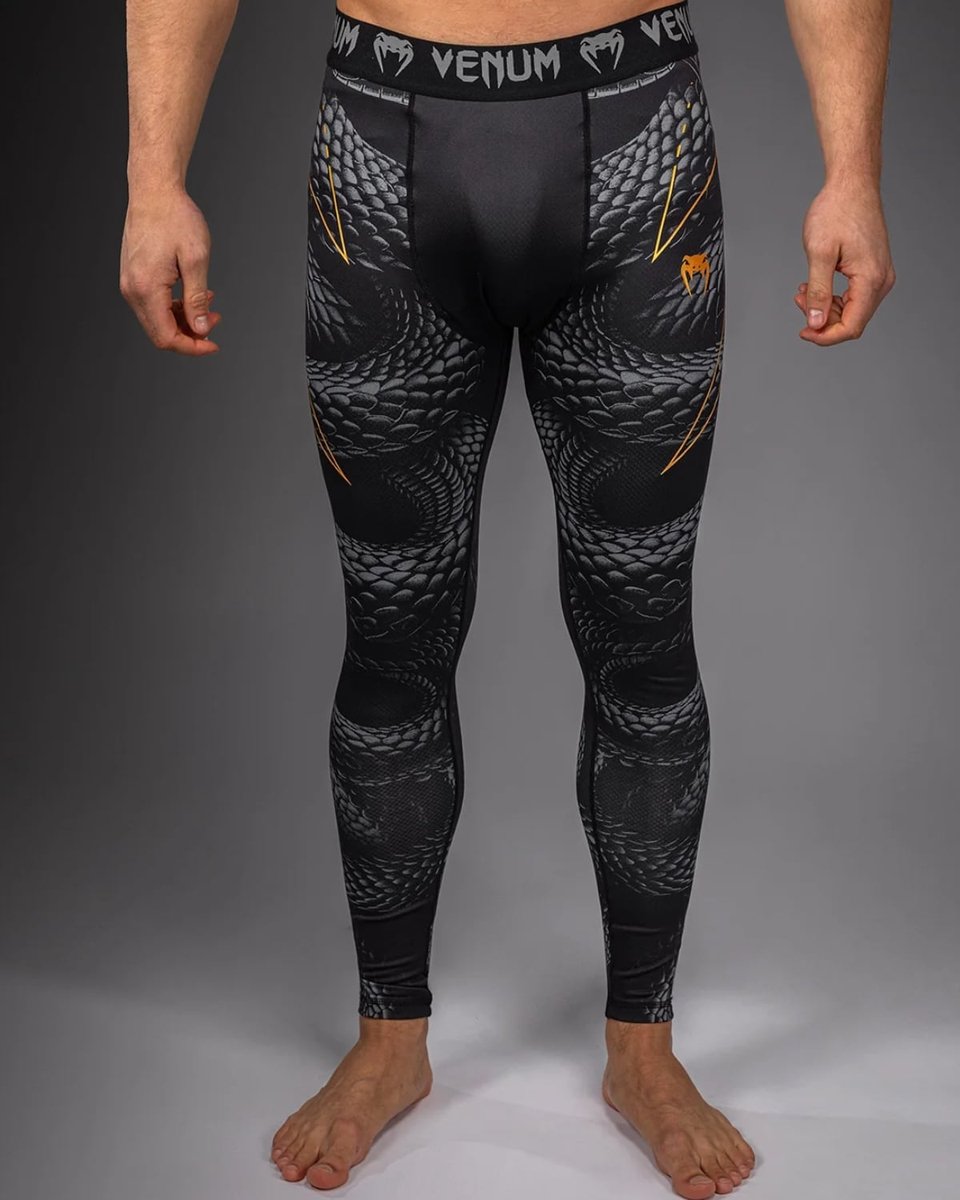 Venum Matupa Spats – Zwart/Grijs/Goud | Compressielegging voor MMA, BJJ & Intensieve Training - XL