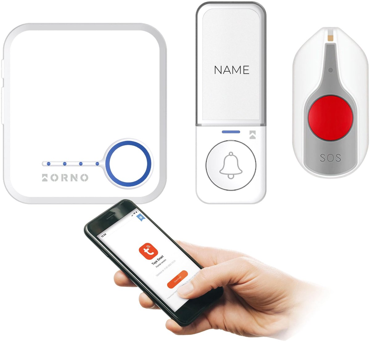 SnelShoppen - Draadloze Deurbel met Wi-Fi en Tuya Smart-app - Miratic Ring Deurbel met SOS-knop - 52 Geluiden - 200m Bereik - Wit