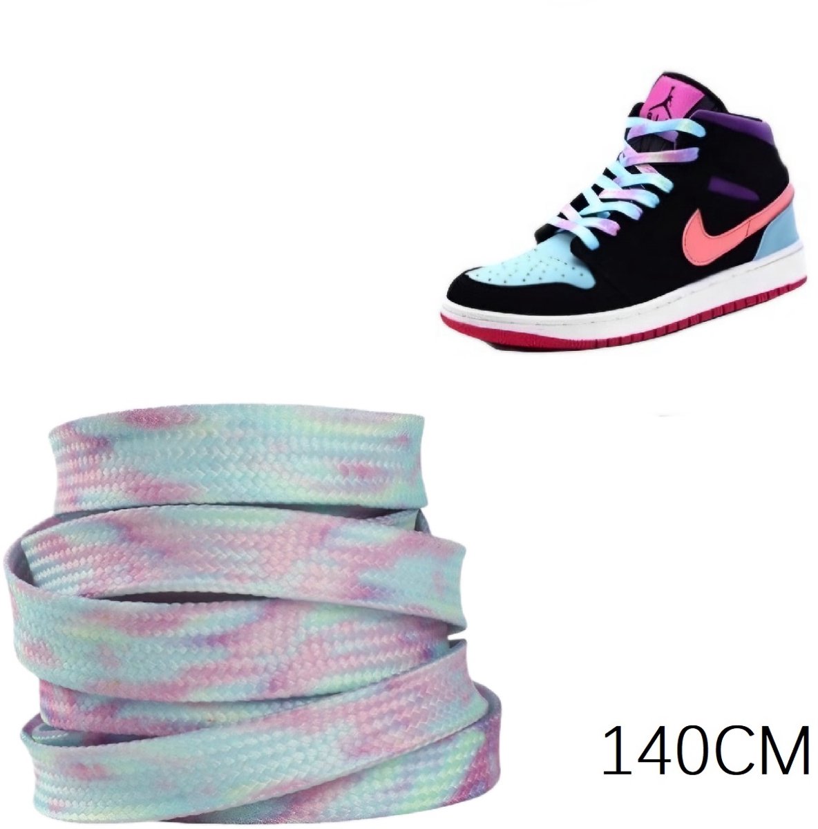 Kleurrijke platte schoenveters Paars blauw -breedte 8MM- 140cm- Outdoor/ sport schoenen veters- Sneakers schoenen Unisex- kinderen- tieners- volwassenen