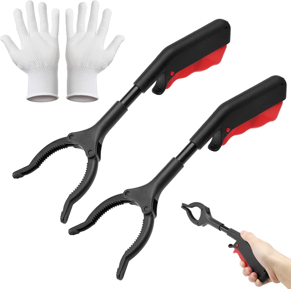 2 stuks grijptang voor senioren met Dot Glove, 30 cm kindergrijptang