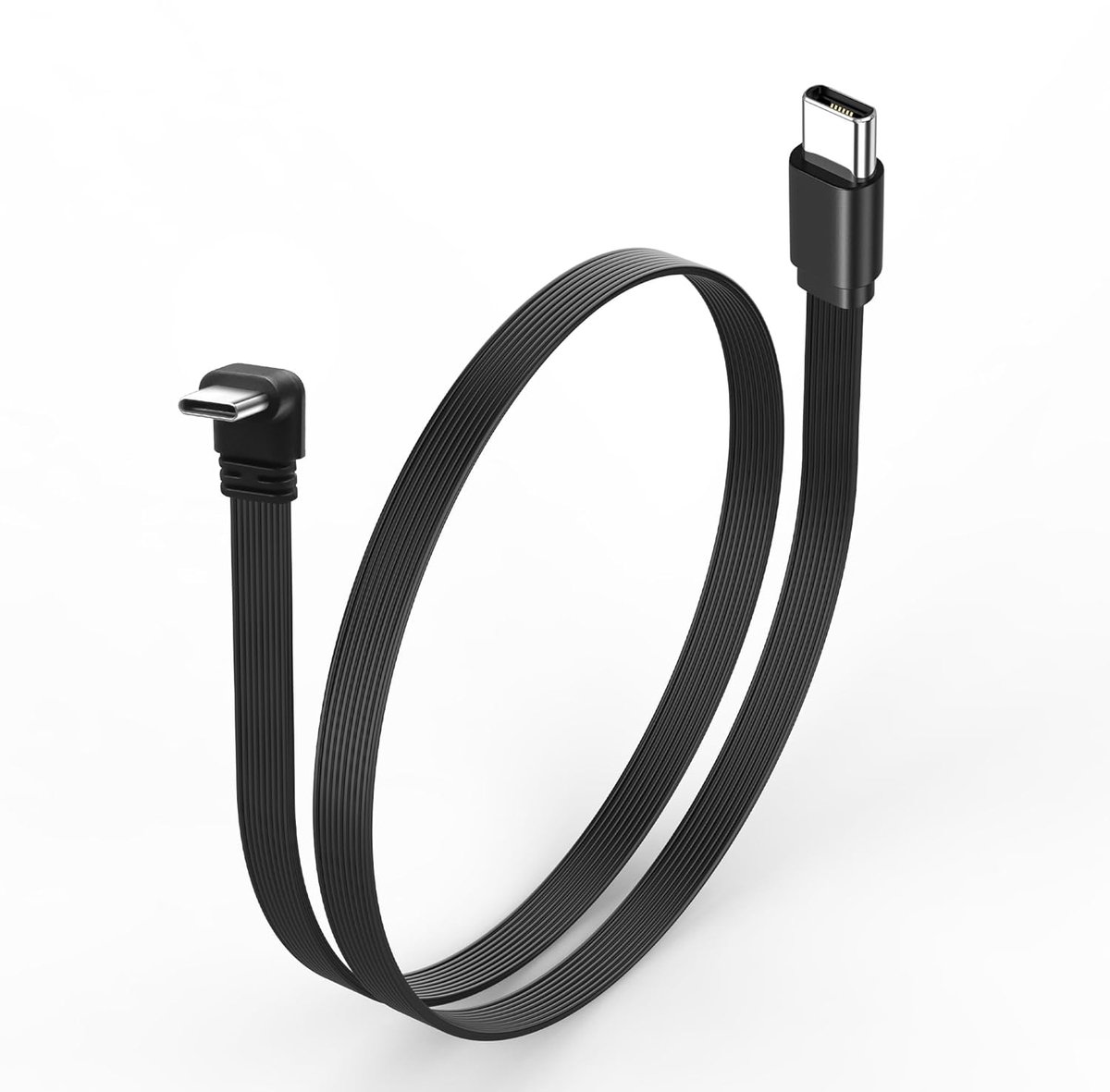 SnelShoppen - Flat USB-C Kabel voor CarPlay, 90 Graden USB-C Man naar Man OTG Kabel, Extra Flexibel Android Auto Type C Gegevenskabel voor Auto's, 0,5