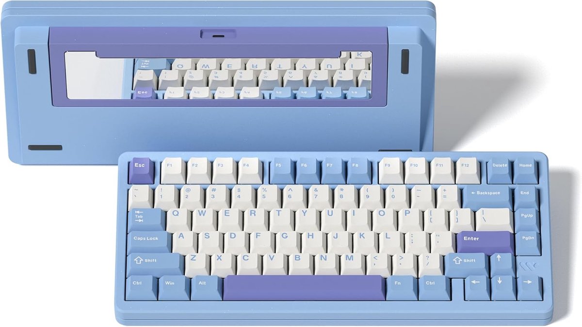 SnelShoppen - SK75 75% Aluminium Draadloos Mechanisch Toetsenbord met RGB Verlichting, Pre-Lubricated POM Switches, 3 Modi BT5.0/2.4G/USB-C, Hot Swapp