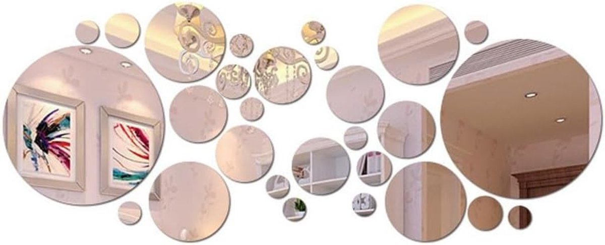 Ronde Acrylspiegelstickers - 3D Stereo-Effect - Afneembaar - Wanddecoratie
