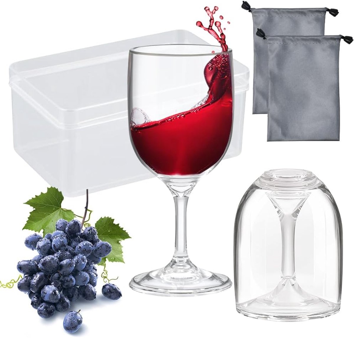 Wijnglazen to go 200 ml camping wijnglas herbruikbare plastic rode