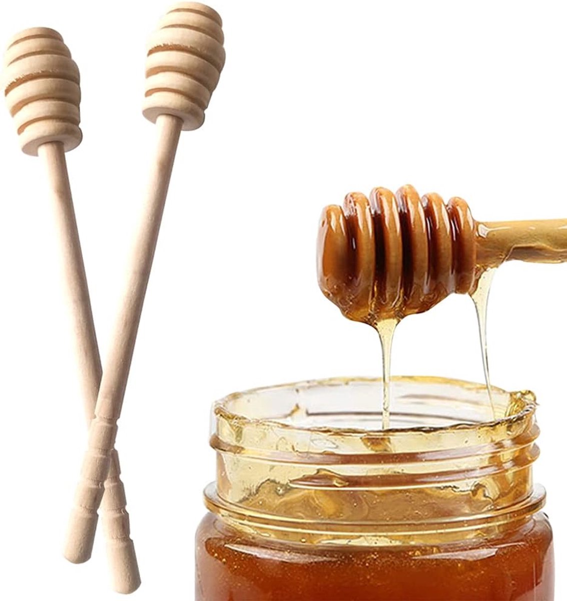 Honing Dipper Lange Handvat Hout Honing Lepel Roer Bar Voor Honing