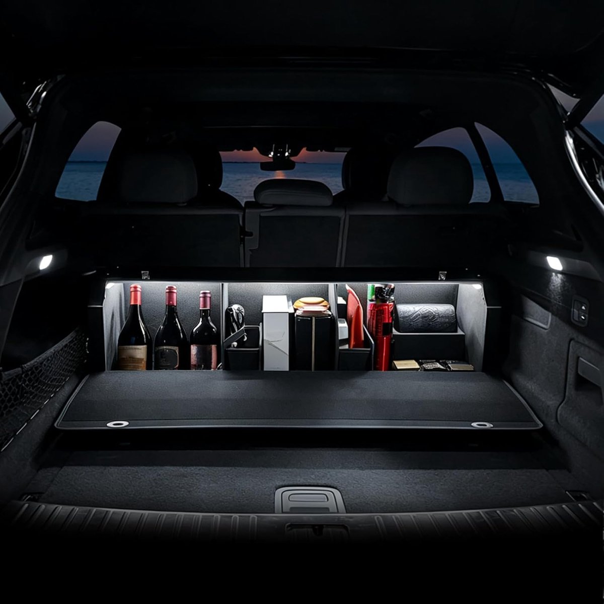 Auto kofferbakorganiser 103 x 29 x 31 cm - duurzaam leer - intelligente verlichting - beter zicht in het donker - ShopVlot