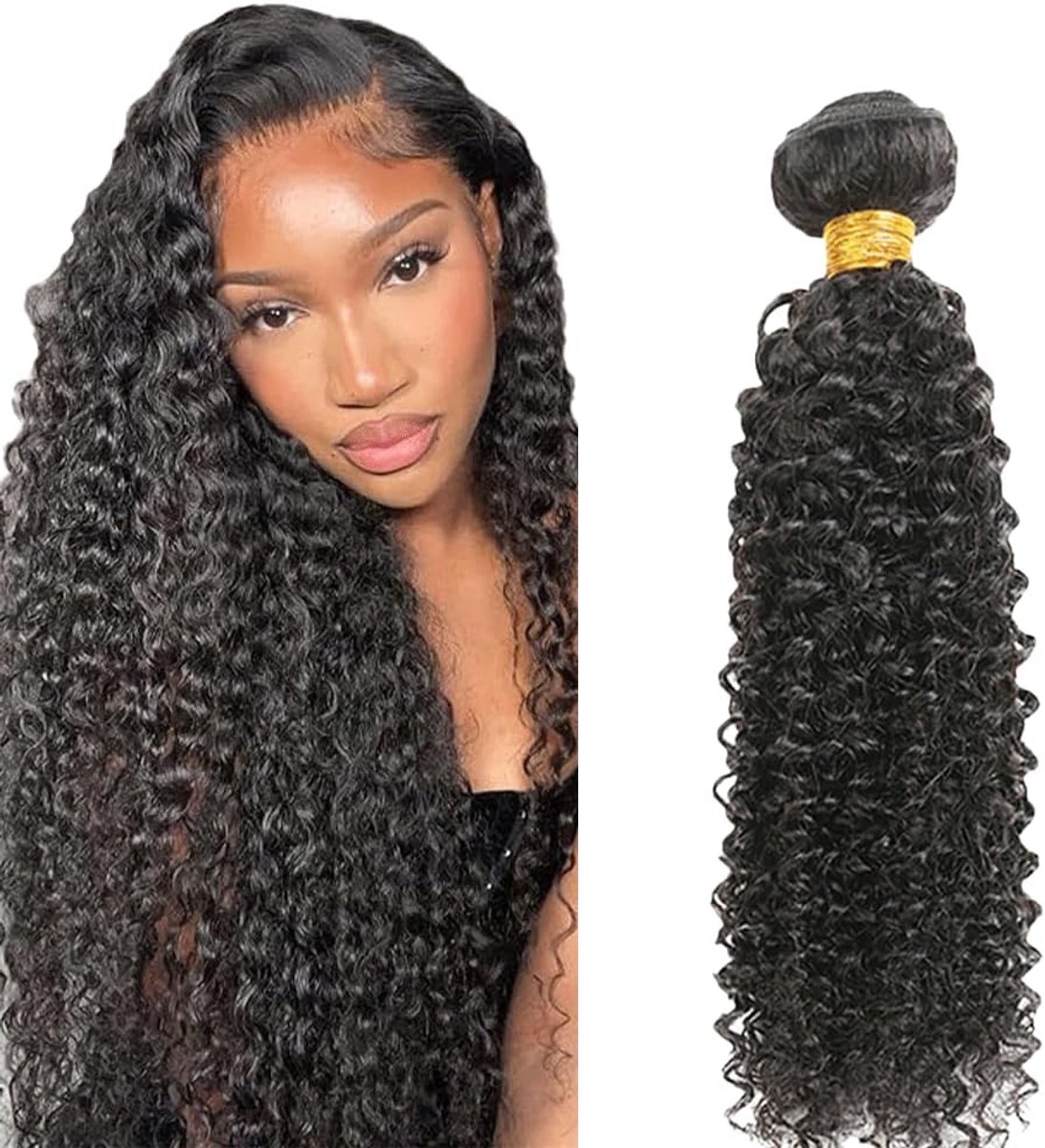 24 Inch Human Hair Bundles Kinky Curly Hair 1B Natural Black Bundles