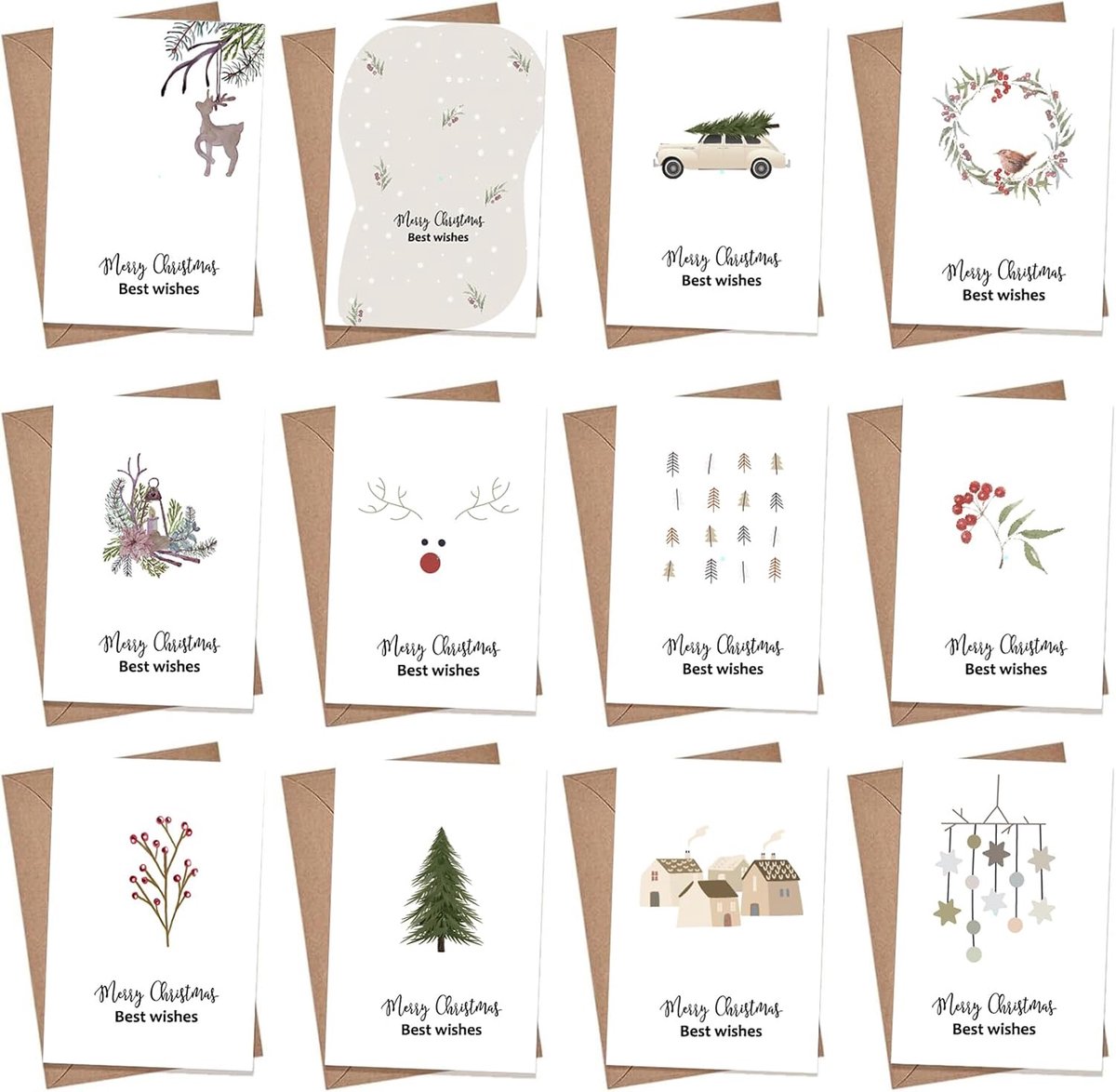 Kerstmis, kerstkaarten met enveloppenset (A)