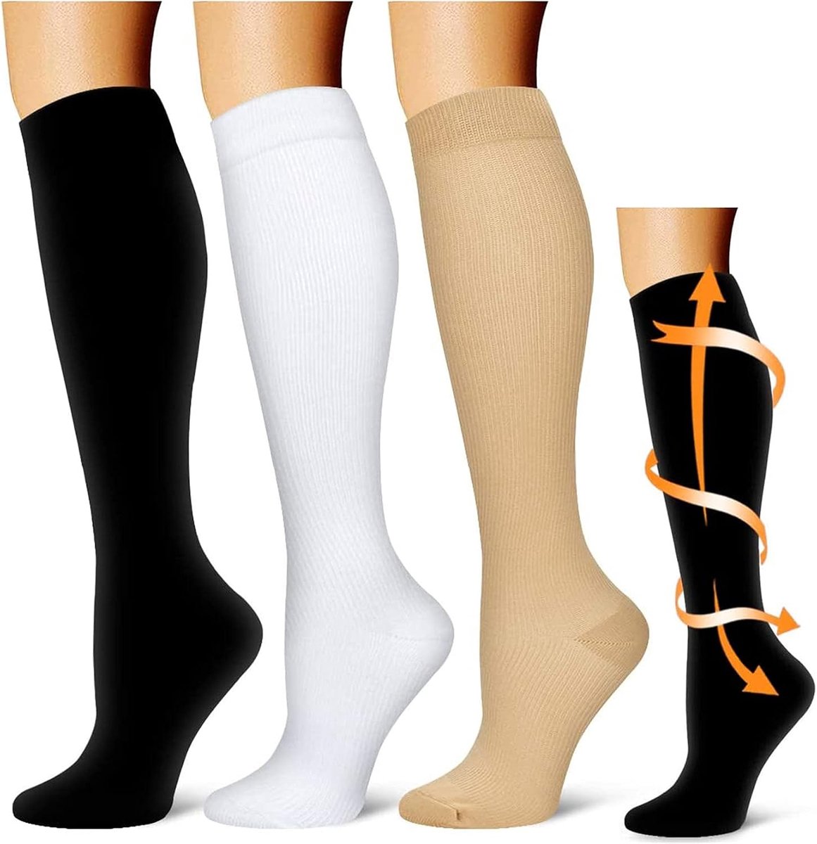 3 paar compressiekousen voor dames en heren, compressiesokken