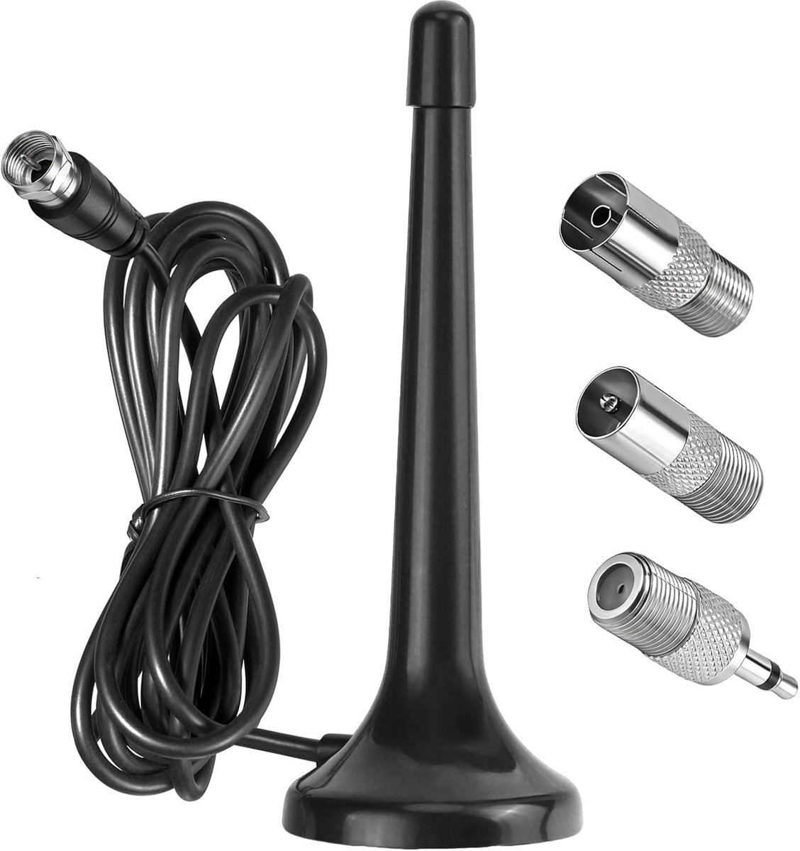 Fm Ukw radio-antenne, digitale radio-antenne inclusief magnetische voet, 3 adapters en 3 m verlengkabel voor hifi-ontvangers, AV-ontvangers, stereo-installaties