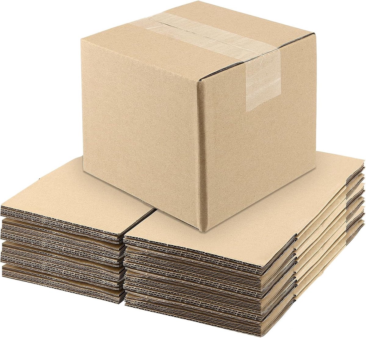 40 stuks vouwdozen van golfkarton, 15 x 15 x 15 cm, vierkante