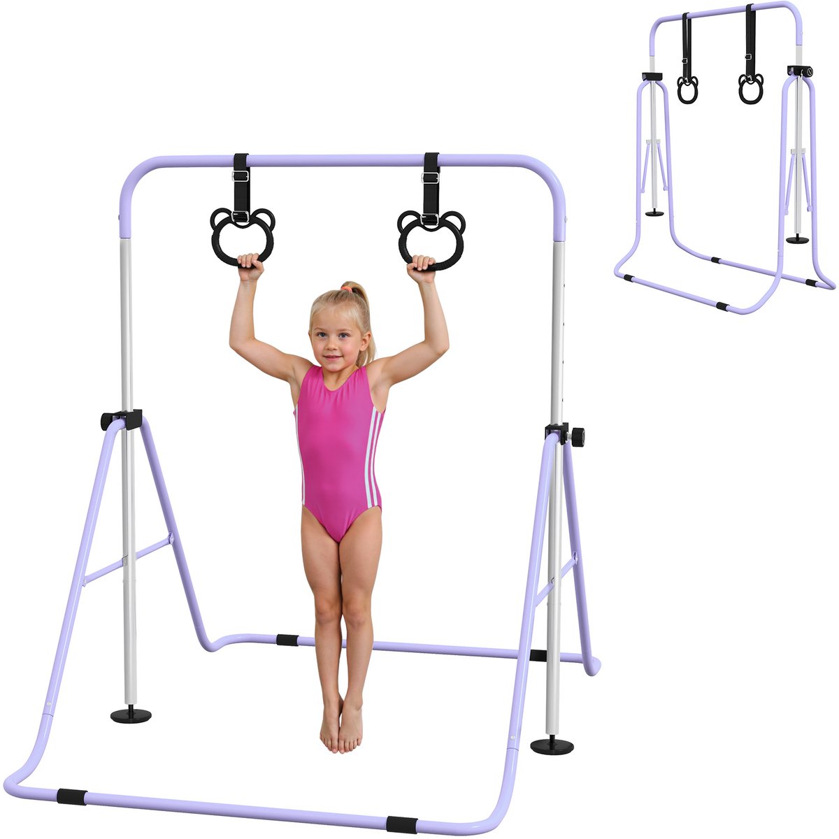 HOMCOM Kindergymnastiekstang - Staal - 148x105x128cm - Paars