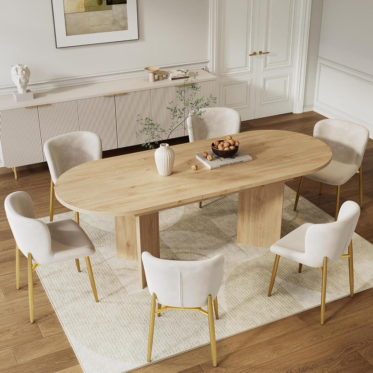 Uittrekbare Eettafel - Verstelbare Tafel - Gezellig Eten - Verdikt Tafelblad - 120/160 x 80 cm - Eikenkleur