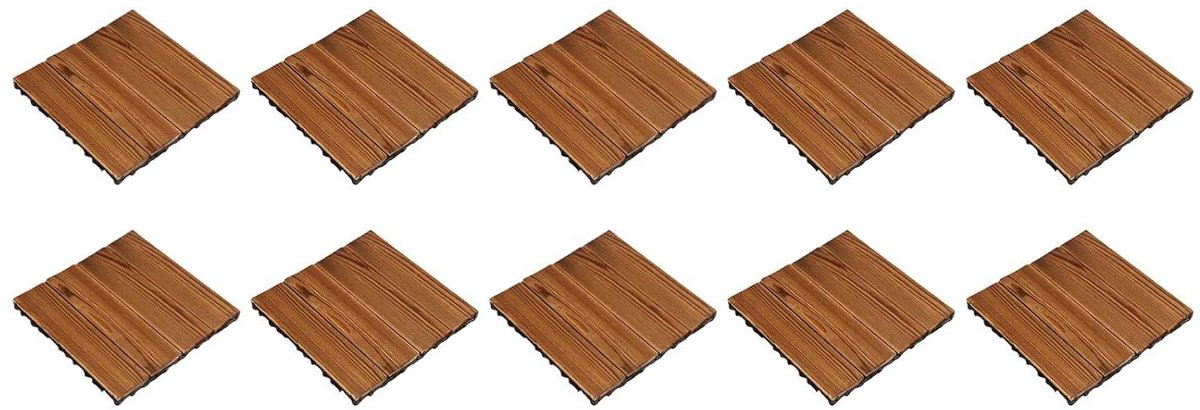 Houten Vloerblokken - Terrastegels Hout - Buiten Leven - Verbeterde Schroefbasis - 10 stuks - Houtkleur